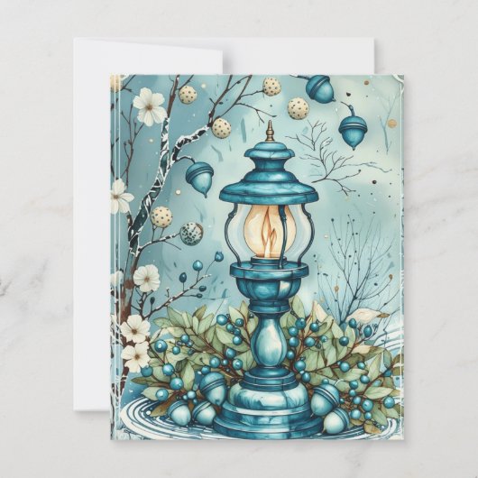 Whimsical Blue Christmas Lamp Scrapbook Paper (正面)