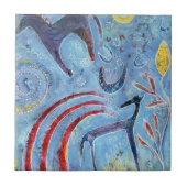 Whimsical blue dog and pony タイル (正面)