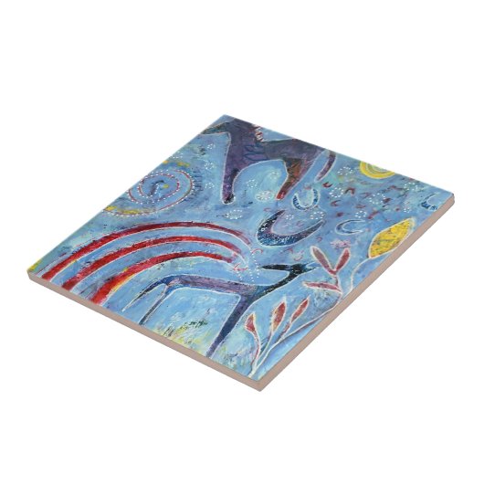 Whimsical blue dog and pony タイル (側面)