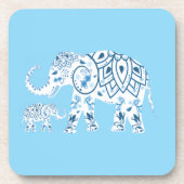 Whimsical Blue Elephant Drink Coaster コースター (正面)