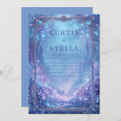 Whimsical Blue Enchanted Forest Wedding 招待状 (正面/裏面)