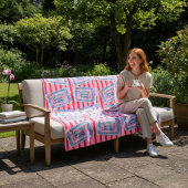 Whimsical Blue Fish Sardine Print フリースブランケット