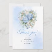 Whimsical Blue Flowers Eucalyptus Wedding thanks サンキューカード (正面)