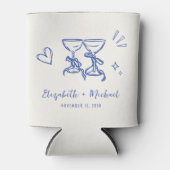 Whimsical Blue Hand Drawn Romantic Wedding 缶クーラー (正面)