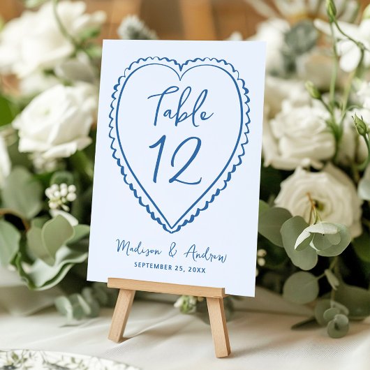 Whimsical Blue Heart Wedding テーブルナンバー