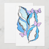 Whimsical Blue Leaves and Purple Butterflies シーズンカード (正面/裏面)
