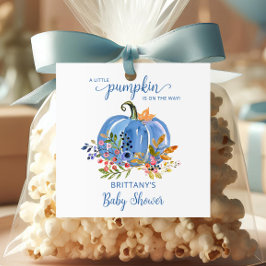 Whimsical Blue Pumpkin Baby Shower フェイバータグ