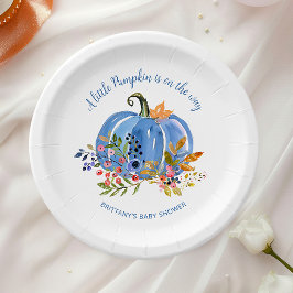 Whimsical Blue Pumpkin Baby Shower ペーパープレート