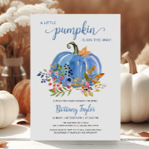 Whimsical Blue Pumpkin Baby Shower