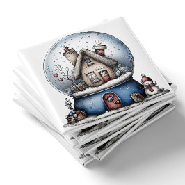Whimsical Blue Snow Globe Christmas Magnet マグネット