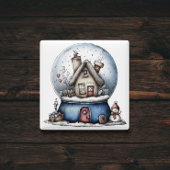 Whimsical Blue Snow Globe Christmas Magnet マグネット