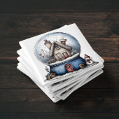 Whimsical Blue Snow Globe Christmas Magnet マグネット