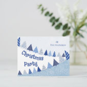 Whimsical Blue Trees Invitation Holiday Postcard シーズンポストカード (スタンド正面)
