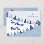 Whimsical Blue Trees Invitation Holiday Postcard シーズンポストカード (正面/裏面)