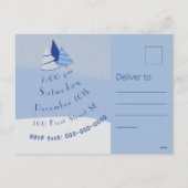 Whimsical Blue Trees Invitation Holiday Postcard シーズンポストカード (裏面)