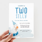 Whimsical Blue Two Silly Goose 2nd Birthday 招待状