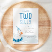 Whimsical Blue Two Silly Goose 2nd Birthday 招待状