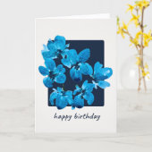 Whimsical Blue Watercolor Floral Birthday Card カード (黄色い花)