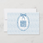 Whimsical Blue Watercolor Stripe Wedding QR 出欠カード (裏面)