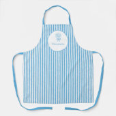 Whimsical Blue White Stripe Preppy エプロン (正面)