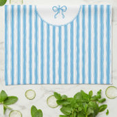 Whimsical Blue White Stripe Preppy キッチンタオル (折り畳み)
