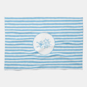 Whimsical Blue White Stripe Preppy キッチンタオル (横)