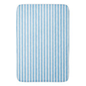 Whimsical Blue White Stripe Preppy バスマット (正面縦)