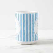 Whimsical Blue White Stripe Preppy Mom Established コーヒーマグカップ (中央)