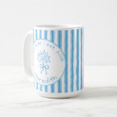 Whimsical Blue White Stripe Preppy Mom Established コーヒーマグカップ (正面左)
