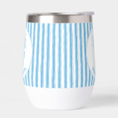 Whimsical Blue White Stripe Preppy Monogram (左面)