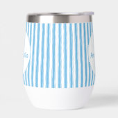 Whimsical Blue White Stripe Preppy Monogram (左面)