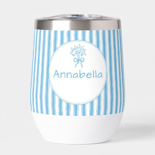 Whimsical Blue White Stripe Preppy Monogram (正面)