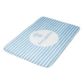 Whimsical Blue White Stripe Preppy Monogram バスマット (アングル)