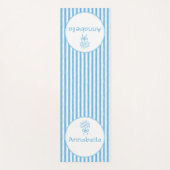 Whimsical Blue White Stripe Preppy Monogram ヨガマット (正面)