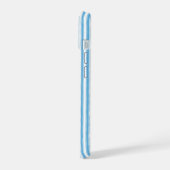 Whimsical Blue White Stripe Preppy Monogram iPhone 15ケース (左側面)