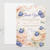 Whimsical Blueberry Baby Shower サンキューカード (正面/裏面)