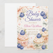 Whimsical Blueberry Baby Shower 招待状 (正面/裏面)