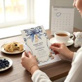 Whimsical Blueberry Bunny Bear First Birthday 招待状
