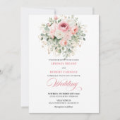 Whimsical Blush Floral Boho Wedding Invitation 招待状 (正面)