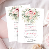 Whimsical Blush Floral Boho Wedding Invitation 招待状