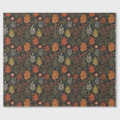 Whimsical Boho Autumn Leaves on Black ラッピングペーパー (フラット)