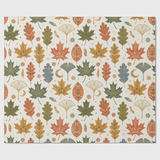 Whimsical Boho Autumn Leaves Watercolor ラッピングペーパー (フラット)