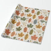 Whimsical Boho Autumn Leaves Watercolor ラッピングペーパー (アンロールド)