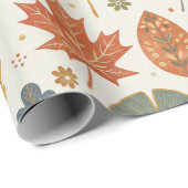 Whimsical Boho Autumn Leaves Watercolor ラッピングペーパー (ロールコーナー)