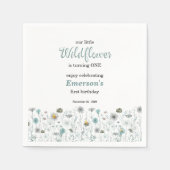 Whimsical Boho Color Wildflower 1st Birthday Party スタンダードカクテルナプキン (正面)