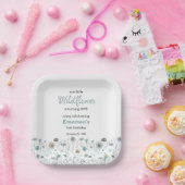 Whimsical Boho Color Wildflower 1st Birthday Party ペーパープレート (パーティー)