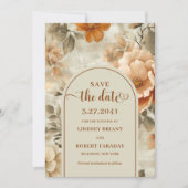 Whimsical Boho Earthy Ivory Olive Save The Date 招待状 (正面)