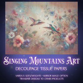 Whimsical Boho Hummingbirds & Flowers Decoupage 薄葉紙