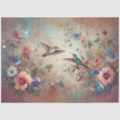 Whimsical Boho Hummingbirds & Flowers Decoupage 薄葉紙 (正面)