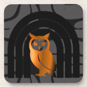 Whimsical Boho Owl & Tropical Monstera Leaf コースター (正面)